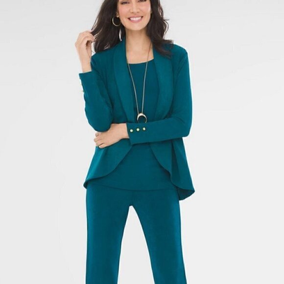 Chico's Travelers Classic Button-Sleeve Jacket Open Front Cardigan Sweater 0 - Picture 3 of 15